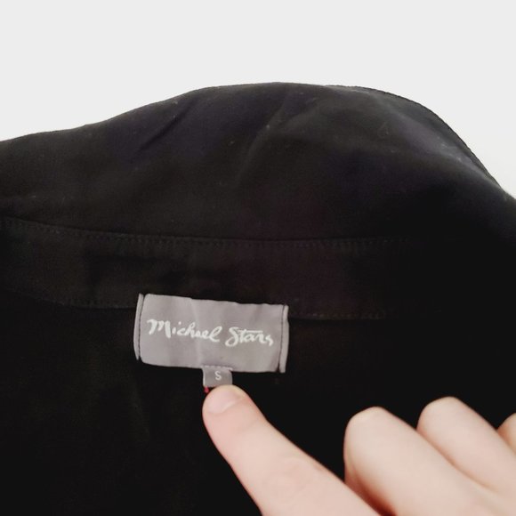 Anthropologie Michael Stars Blouse Oversized Button Down Relaxed Black S - Picture 6 of 10
